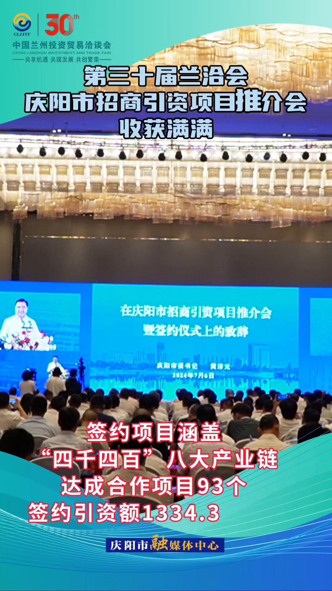 第三十屆蘭洽會慶陽市招商引資項(xiàng)目推介會收獲滿滿！