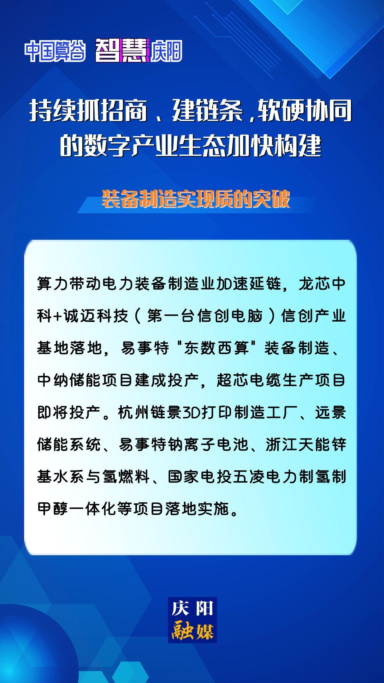 【海報(bào)】中國(guó)算谷 智慧慶陽(yáng) | 持續(xù)抓招商、建鏈條，軟硬協(xié)同的數(shù)字產(chǎn)業(yè)生態(tài)加快構(gòu)建