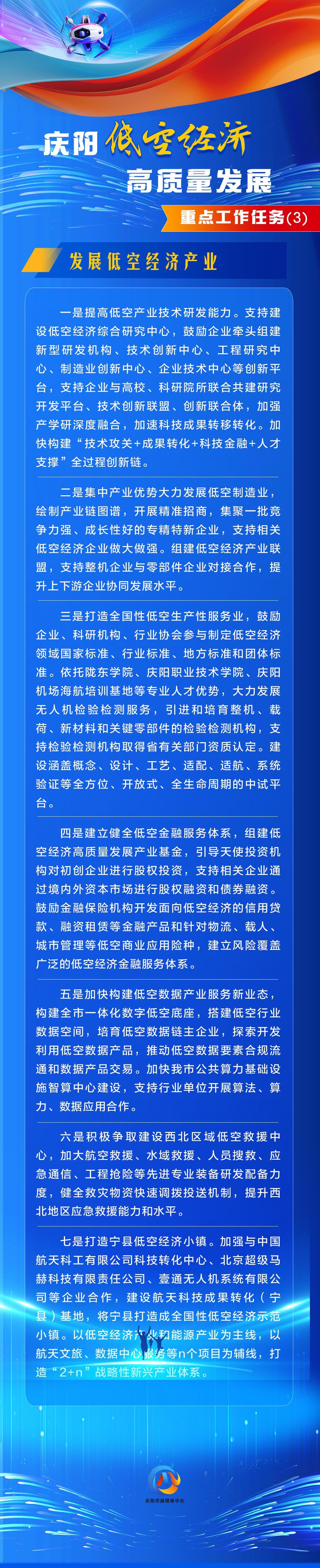 【慶陽低空經(jīng)濟高質量發(fā)展】重點工作任務（3）：發(fā)展低空經(jīng)濟產(chǎn)業(yè)